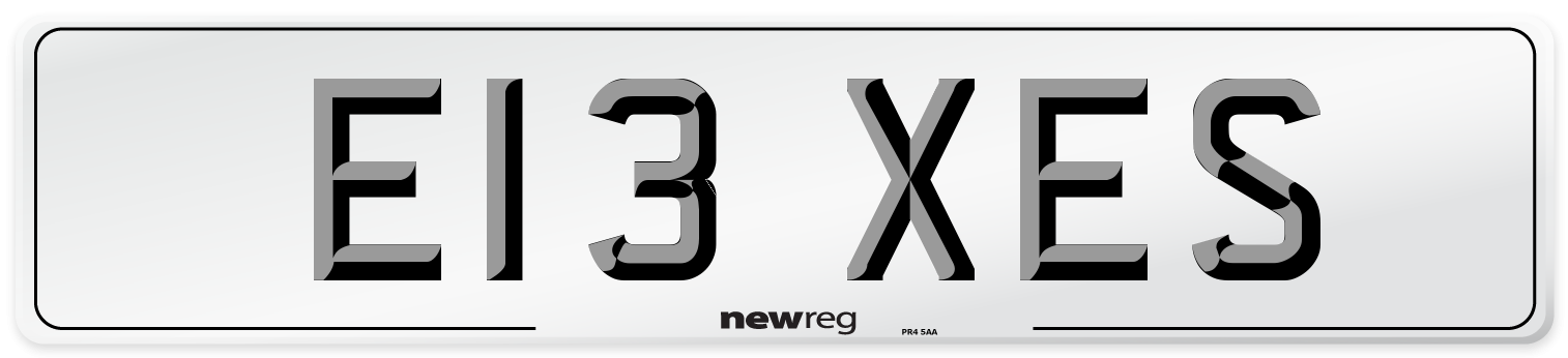 E13 XES Number Plate from New Reg